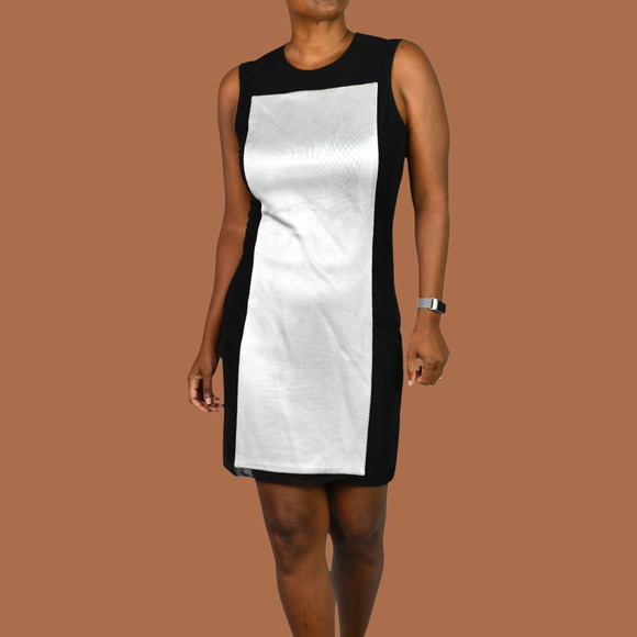 Rag + Bone Lyon Dress Black Silver Mesh Colorblock Monochrome Mesh Sleeveless 6 - Picture 1 of 13
